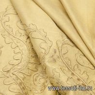 Искусственная замша (о) бежевая с вышивкой - итальянские ткани Тессутидея арт. 03-5005