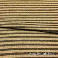 Трикотаж с люрексом (н) бежево-коричневая полоска - итальянские ткани Тессутидея арт. 13-1311