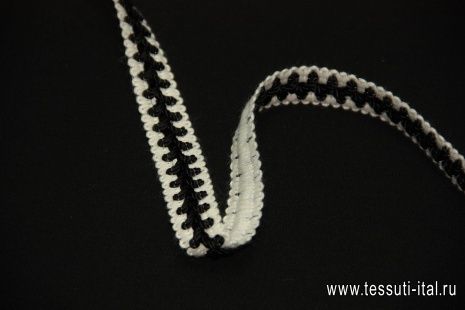 Тесьма шанель с пайетками (н) черно-белая ш-2см - итальянские ткани Тессутидея арт. 03-3548