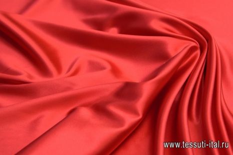 Плательная кади стрейч (о) атласная красная - итальянские ткани Тессутидея арт. 10-1510