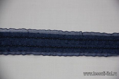 Тесьма джинсовая (н) синяя меланж ш-2,5см - итальянские ткани Тессутидея арт. 03-3546