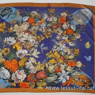 Шелк купон-платок 90*90см с терракотовым бордюром - итальянские ткани Тессутидея арт. F-6844