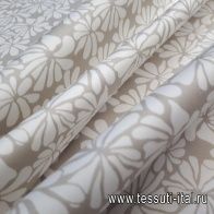 Хлопок стрейч (н) белый цветочный орнамент на светло-бежевом - итальянские ткани Тессутидея арт. 01-4796
