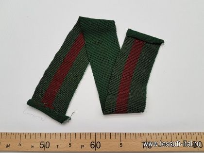 Подвяз с люрексом (н) красно-зеленый 7,5*80см  - итальянские ткани Тессутидея арт. F-3530