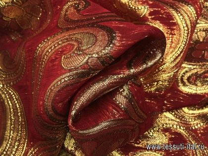 Плательная деворе с люрексом (н) бордово-золотая - итальянские ткани Тессутидея арт. 03-5175