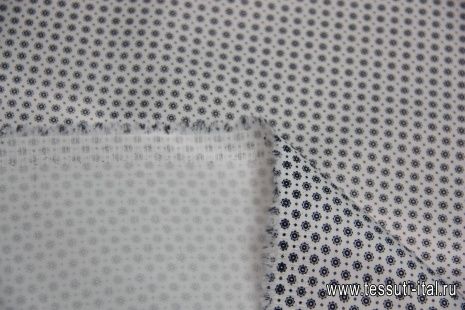 Сорочечная стрейч (н) мелкий черный геометрический орнамент на белом - итальянские ткани Тессутидея арт. 01-3065
