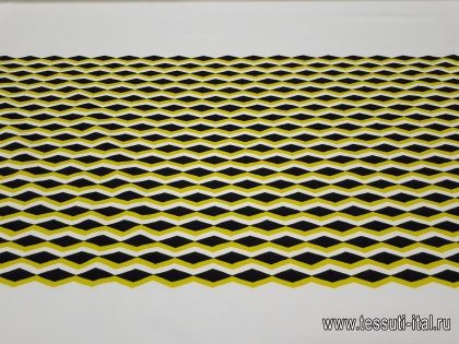 Хлопок купон (0,9м) (н) желто-черный геометрический орнамент на белом - итальянские ткани Тессутидея арт. 01-4937