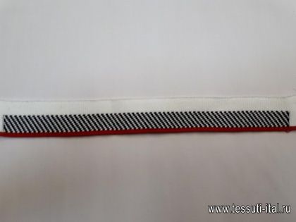 Подвяз (н) черно-бело-красный 3*28см  - итальянские ткани Тессутидея арт. F-4053
