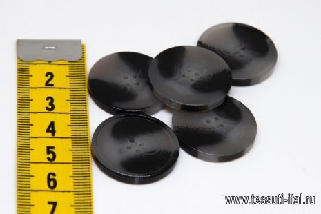 Пуговица пластик 4 прокола d-24мм черно-серая, серо-черная - итальянские ткани Тессутидея арт. F-4715