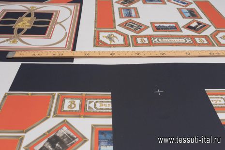 Шелк твил купон (3,20м) (н) элементы кроя на белом - итальянские ткани Тессутидея арт. 10-2897
