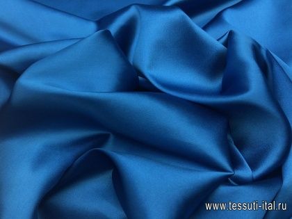 Шелк атлас стрейч (о) ярко-голубой - итальянские ткани Тессутидея арт. 02-8063