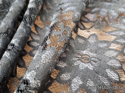 Кружевное полотно (о) темно-серое - итальянские ткани Тессутидея арт. 03-5498