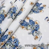 Жаккард (н) цветы и бабочки на белом в стиле Monnalisa - итальянские ткани Тессутидея арт. 03-6205