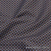 Сорочечная (н) бежево-голубой рисунок на коричневом  - итальянские ткани Тессутидея арт. 01-6168