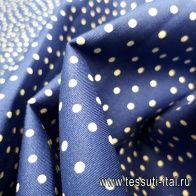 Хлопок стрейч (н) белый горох на синем - итальянские ткани Тессутидея арт. 01-4789