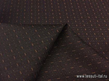 Костюмная стрейч (н) бежевая стилизованная полоска на черном - итальянские ткани Тессутидея арт. 05-2607