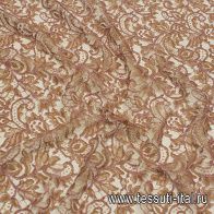 Кружевное полотно (н) коричнево-розовое - итальянские ткани Тессутидея арт. 03-6912