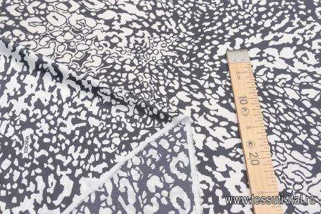 Шелк атлас фактурный (н) черно-белый рисунок - итальянские ткани Тессутидея арт. 10-2677