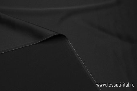 Шелк атлас стрейч (о) черный - итальянские ткани Тессутидея арт. 10-3657