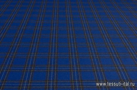 Костюмная клетка (н) сине-серо-коричневая Kiton - итальянские ткани Тессутидея арт. 05-3170