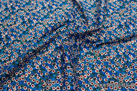 Хлопок 90 г/м (н) мелкий цветочный рисунок на ярко-голубом - итальянские ткани Тессутидея арт. 01-7317