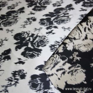 Тафта double (н) бежево-черный орнамент ш-150см Armani - итальянские ткани Тессутидея арт. 03-3282