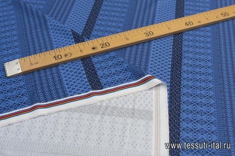 Плательная (н) черно-голубой геометрический орнамент в стиле Prada - итальянские ткани Тессутидея арт. 04-1282