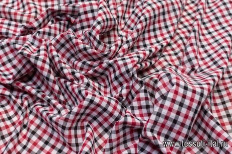 Сорочечная крэш (н) красно-черно-белая - итальянские ткани Тессутидея арт. 01-5314