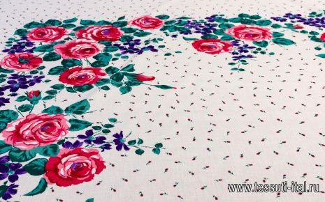 Батист платочный купон (1,4м) (н) цветочный орнамент на белом - итальянские ткани Тессутидея арт. 01-4887