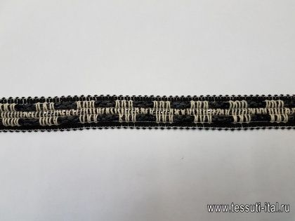 Тесьма отделочная (н) бежево-черная с цепью ш-2,3см - итальянские ткани Тессутидея арт. F-3664