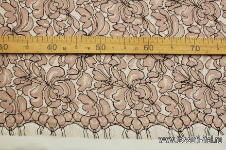 Кружевное полотно (н) розово-черное - итальянские ткани Тессутидея арт. 03-6922