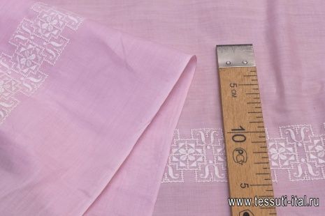 Хлопок (н) белая вышивка на розовом - итальянские ткани Тессутидея арт. 01-5235