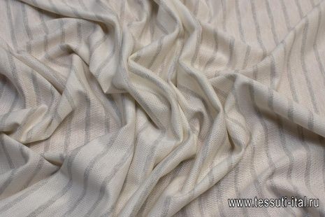 Трикотаж хлопок (н) серо-белая полоска - итальянские ткани Тессутидея арт. 12-0917