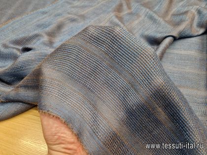 Пашмина купон (1,3м) (о) сине-коричневая - итальянские ткани Тессутидея арт. 17-1000