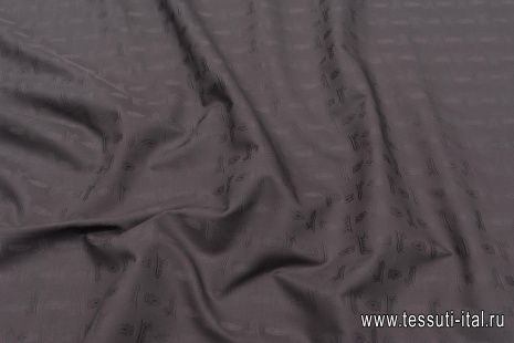 Хлопок для тренча с водоотталкивающим покрытием (о) темно-коричневый с надписью - итальянские ткани Тессутидея арт. 01-6920