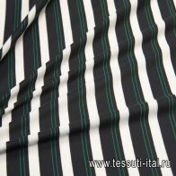 Трикотаж хлопок (н) серо-бело-зеленая полоска - итальянские ткани Тессутидея арт. 12-0972