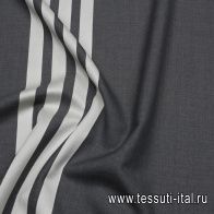 Костюмная купон (1,55м) (н) белая полоска на сером - итальянские ткани Тессутидея арт. 05-4580
