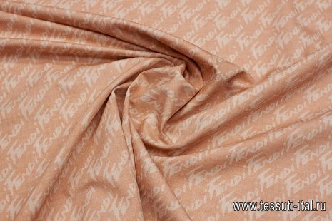 Джинса (н) белый логотип на розово-бежевом - итальянские ткани Тессутидея арт. 01-7314