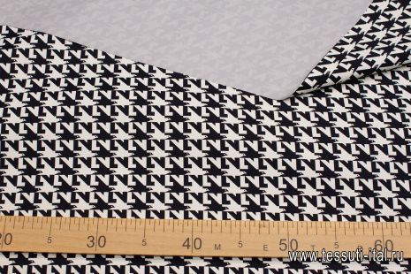 Плащевая с водоотталкивающим покрытием (н) черно-белый логотип  - итальянские ткани Тессутидея арт. 11-0487