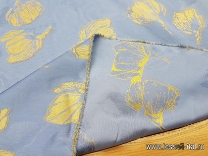 Тафта (н) бежевый цветочный орнамент на голубом - итальянские ткани Тессутидея арт. 03-4467