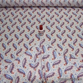 Сорочечная стрейч Super fine (н) пейсли  на белом Etro - итальянские ткани Тессутидея арт. 01-2523
