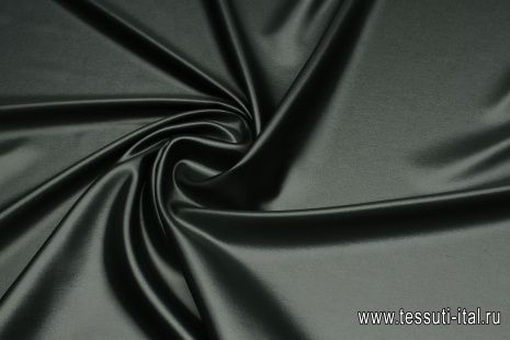 Плательная вискоза стрейч (о) черно-зеленая глянцевая - итальянские ткани Тессутидея арт. 04-1651