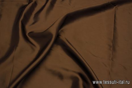 Подкладочная вискоза твил (о) шоколадная - итальянские ткани Тессутидея арт. 08-1394