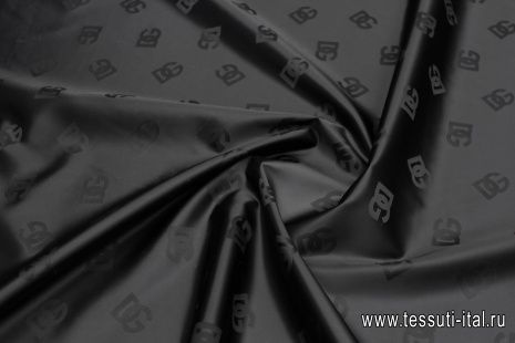 Плащевая с водоотталкивающим покрытием (о) логотип на черном - итальянские ткани Тессутидея арт. 11-0499