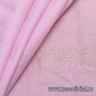 Хлопок (н) бежевая вышивка на розовом - итальянские ткани Тессутидея арт. 01-5234