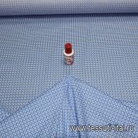 Сорочечная стрейч Super fine (н) бело-голубой геометрический орнамент Brioni - итальянские ткани Тессутидея арт. 01-2594
