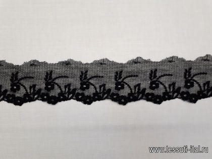 Кружево на сетке (о) черное ш-5,5см - итальянские ткани Тессутидея арт. 01-4810