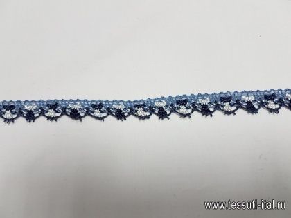 Кружево макраме (н) сине-белое ш-1,3см - итальянские ткани Тессутидея арт. 01-3721