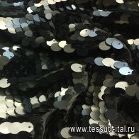 Трикотаж расшитый пайетками (о) серый - итальянские ткани Тессутидея арт. 13-1343