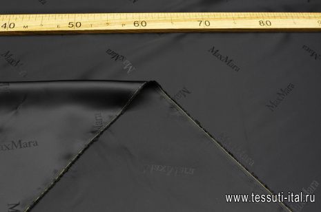 Подкладочная (о) черная с надписью - итальянские ткани Тессутидея арт. 08-1462